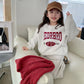 Round Neck Velvet Long Sleeve Sweatshirt Set