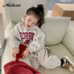 Round Neck Velvet Long Sleeve Sweatshirt Set