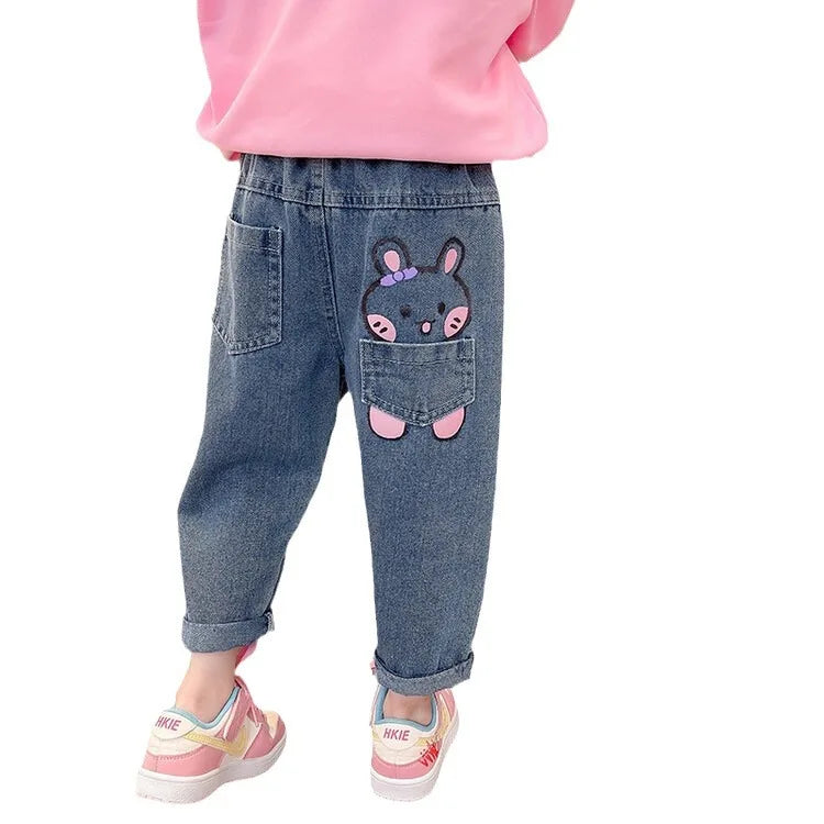 Cartoon Elastic Waist Jeans